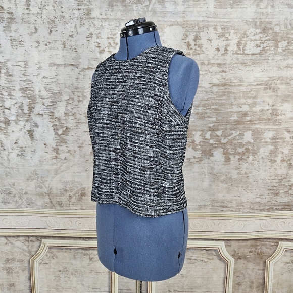 Banana Republic Small Shell Tank Top Black White Blouse Office Career Tweed - Picture 3 of 8